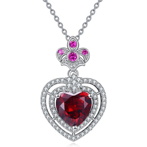 Sterling Silver Heart Cubic Zirconia Pendant Necklace for Women
