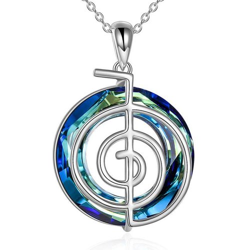 Sterling Silver Reiki Cho Ku Rei Symbol Crystal Pendant Necklace