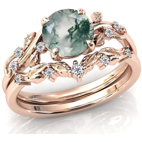 Sterling Silver with Rose Gold Plated Agate Ivy Engagement Ring