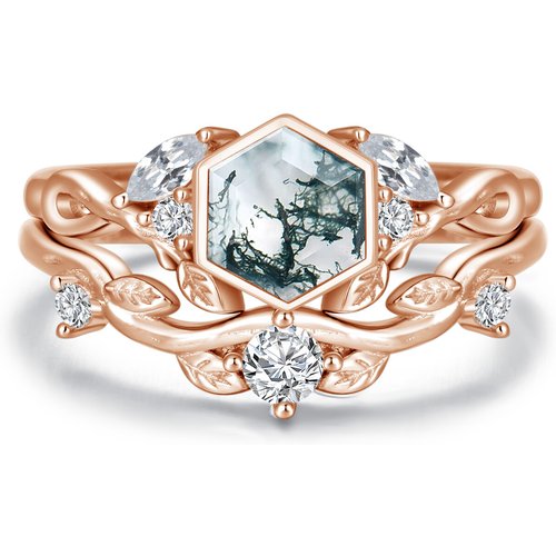 Sterling Silver with Rose Gold Plated Agate Personalized Engraving Ring