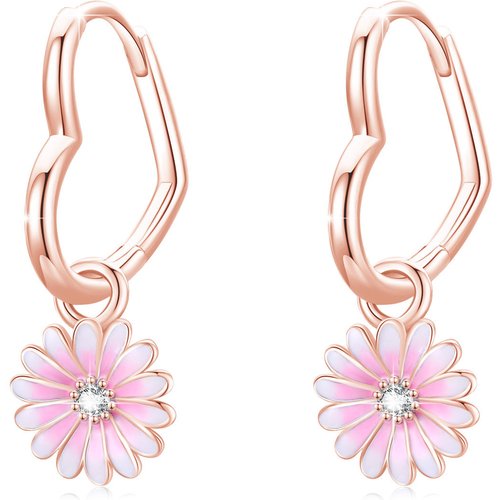 Sterling Silver with Rose Gold Plated Daisy Stud Earrings