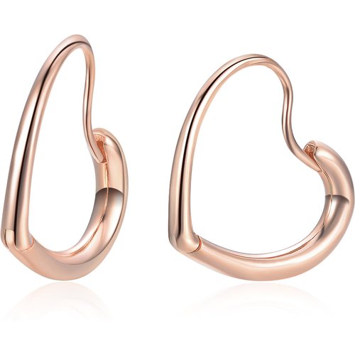 Sterling Silver with Rose Gold Plated Heart Hoop Earrings
