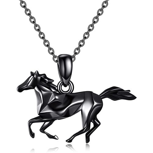 Sterling Silver with Rose Gold Plated Horse Pendant Necklace
