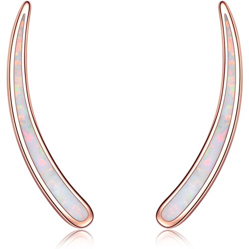 Sterling Silver with Rose Gold Plated Opal Climber Earrings