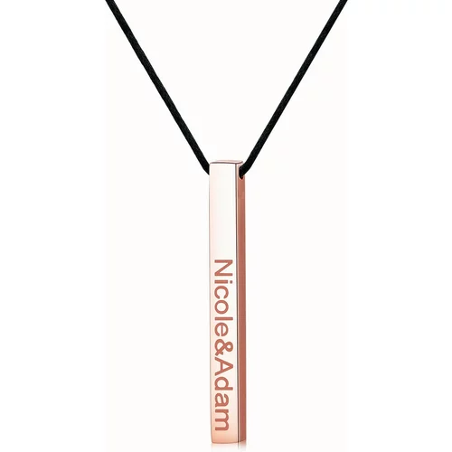Sterling Silver with Rose Gold Plated Personalized Classic Name Bar Necklace