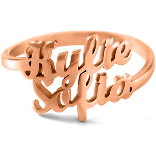 Sterling Silver with Rose Gold Plated Personalized Classic Name Open Ring