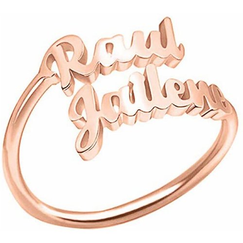 Sterling Silver with Rose Gold Plated Personalized Double Name Classic Open Ring
