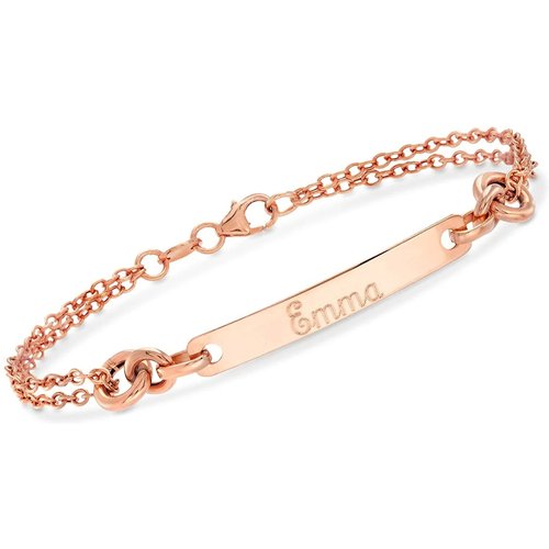 Sterling Silver with Rose Gold Plated Personalized Engraving Bar Identification Bracelet