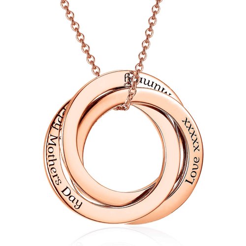 Sterling Silver with Rose Gold Plated Personalized Engraving Circle Pendant Necklace