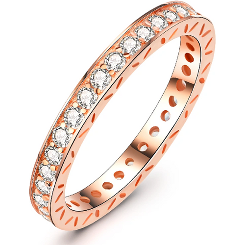 Sterling Silver with Rose Gold Plated Cubic Zirconia Ring