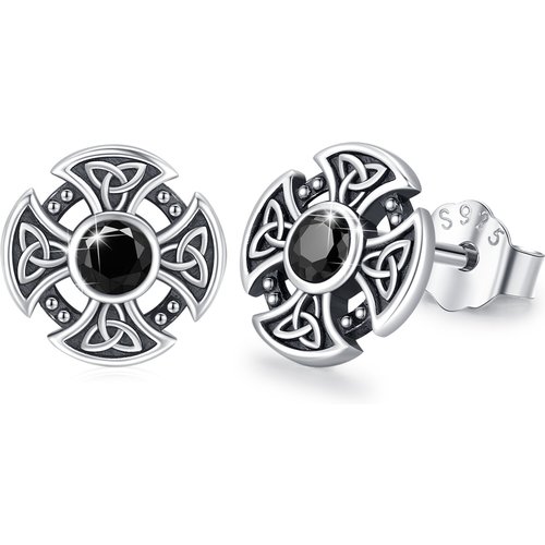 Sterling Silver Round Cubic Zirconia Celtic Knot Stud Earrings