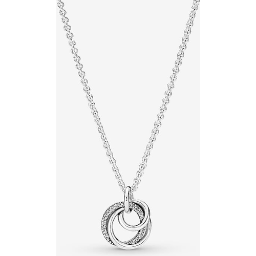 Sterling Silver Cubic Zirconia Round Circle Pendant Necklace