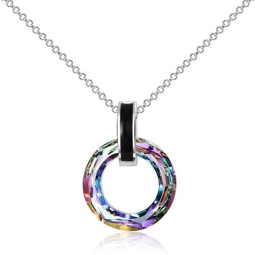 Sterling Silver Round Crystal Pendant Necklace