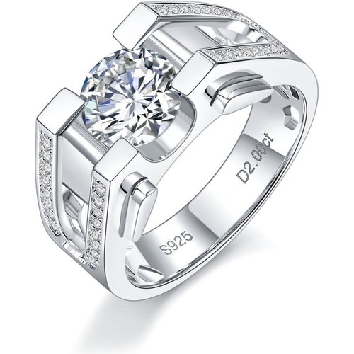 Sterling Silver Round Moissanite Classic Name Engagement Ring
