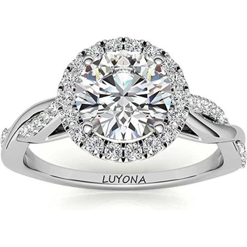 Sterling Silver Round Moissanite Couple Engagement Ring