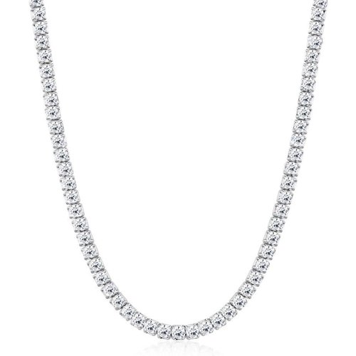 Sterling Silver Round Moissanite Tennis Chain Necklace