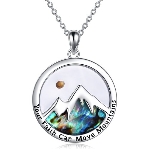 Sterling Silver Round Mountains Pendant Necklace