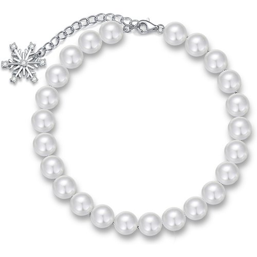 Sterling Silver Round Pearl Beads Bracelet For Women
