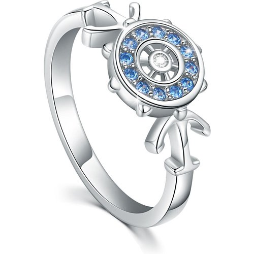 Sterling Silver Cubic Zirconia Rudder Ring