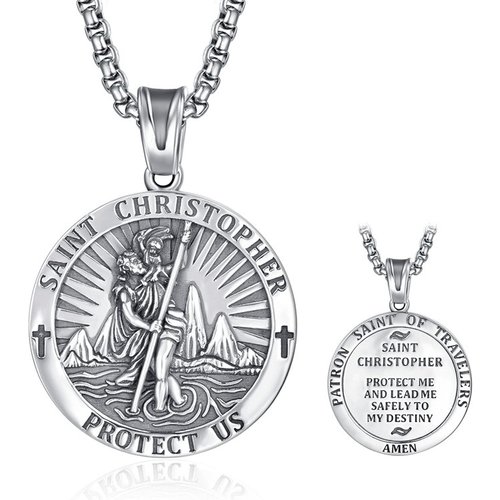 Sterling Silver Saint Christopher Pendant Necklace