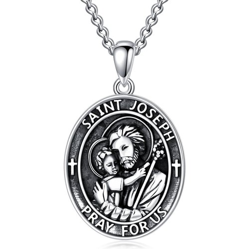 Sterling Silver Saint Joseph Pendant Necklace