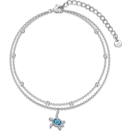 Sterling Silver Sea Turtle Multi-layered Anklet