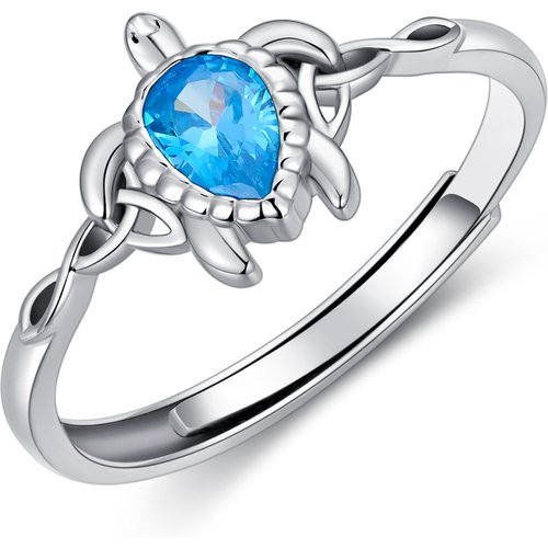 Sterling Silver Cubic Zirconia Sea Turtle Open Ring