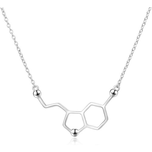 Sterling Silver Serotonin Molecule Pendant Necklace