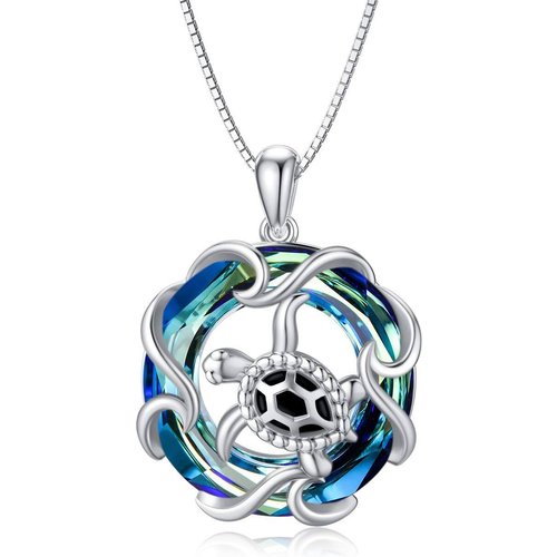 Sterling Silver Shark Crystal Pendant Necklace