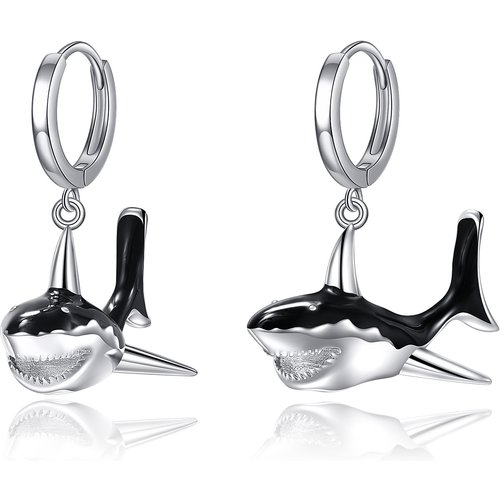 Sterling Silver Shark Drop Earrings