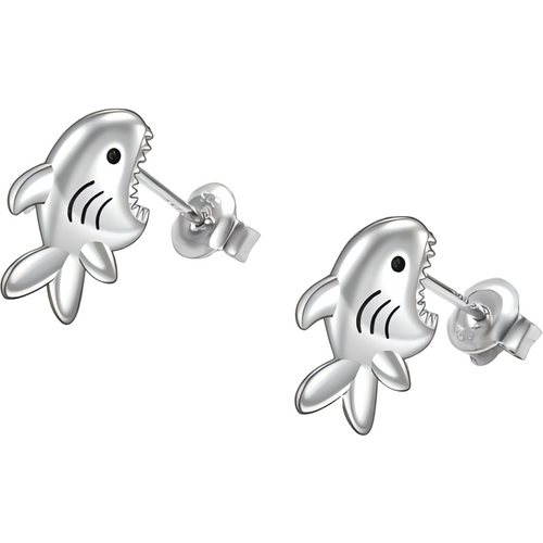 Sterling Silver Shark Stud Earrings