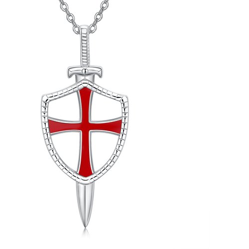 Sterling Silver Shield & Sword Pendant Necklace