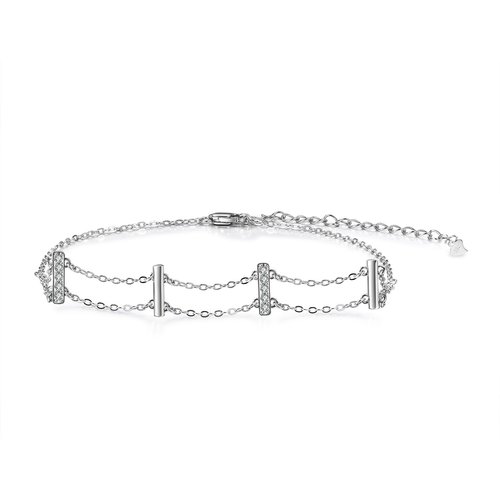 Sterling Silver Cubic Zirconia Single Layer Anklet