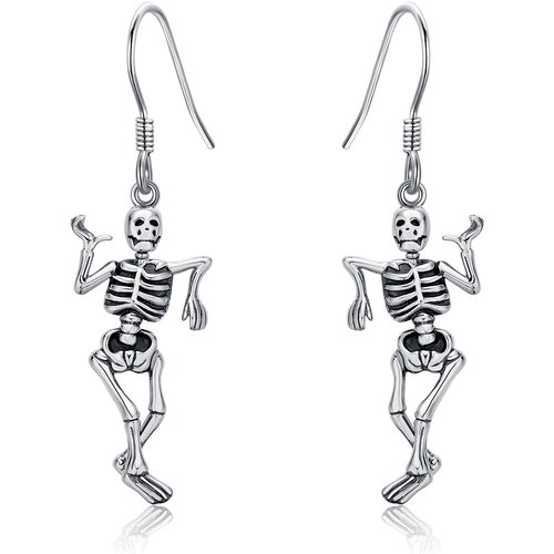 Sterling Silver Skeleton Drop Earrings