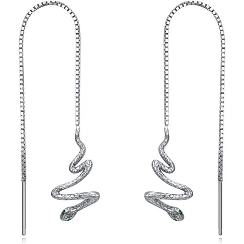 Sterling Silver Cubic Zirconia Snake Drop Earrings