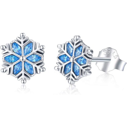 Sterling Silver Cubic Zirconia Snowflake Stud Earrings