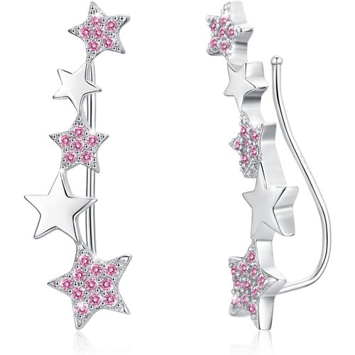 Sterling Silver Cubic Zirconia Star Climber Earrings