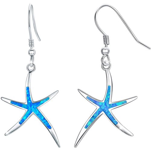Sterling Silver Opal Starfish Drop Earrings