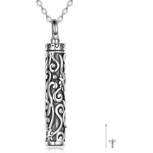 Sterling Silver Sunflower & Bar Urn Necklace for Ashes