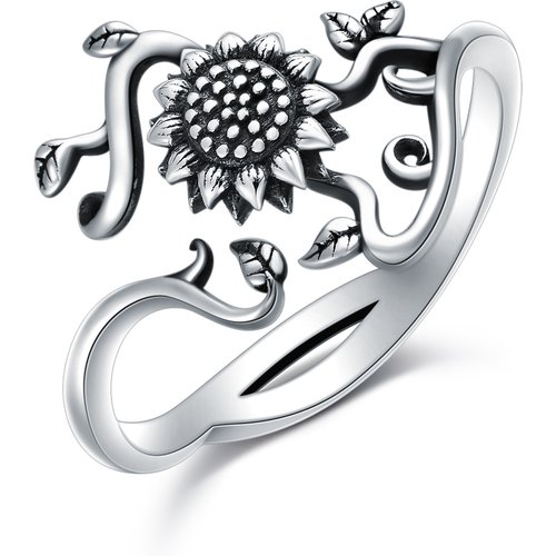 Sterling Silver Sunflower Open Ring
