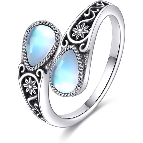 Sterling Silver Teardrop/Pear-shaped Moonstone Drop Shape Ring