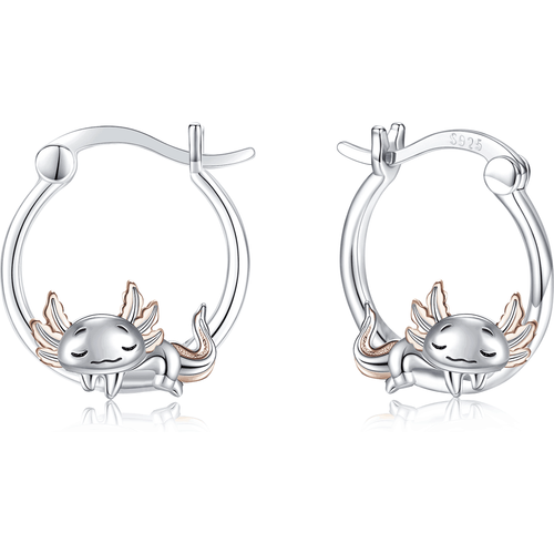 Sterling Silver Two-tone Axolotl Hoop Earrings
