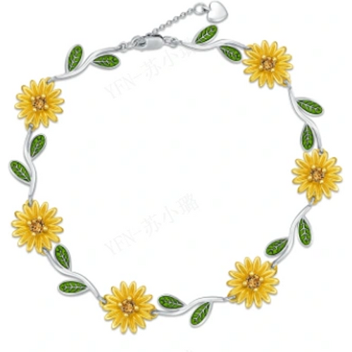 Sterling Silver Two-tone Daisy Charm Bracelet