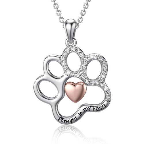 Sterling Silver Two-tone Dog Pendant Necklace