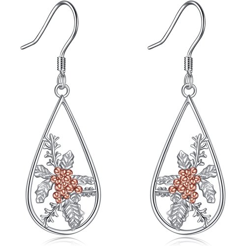 Sterling Silver Two-Tone Holly Teardrop Earrings For Women