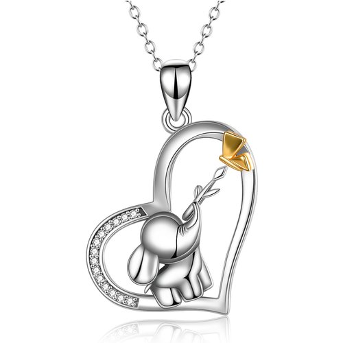 Sterling Silver Two-tone Elephant Pendant Necklace