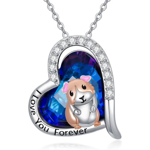 Sterling Silver Two-Tone Heart Crystal Dog Pendant Engraving Necklace For Women