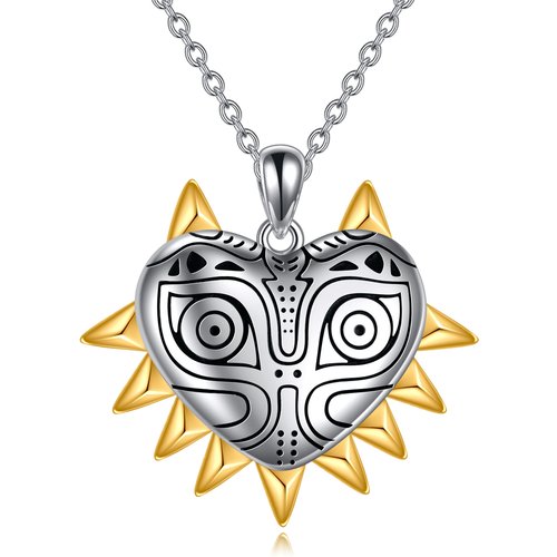 Sterling Silver Two-tone Heart & Legend Of Zelda Pendant Necklace