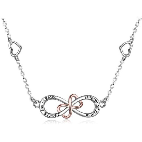 Sterling Silver Two-tone Infinite Symbol Pendant Necklace with Engraved Word