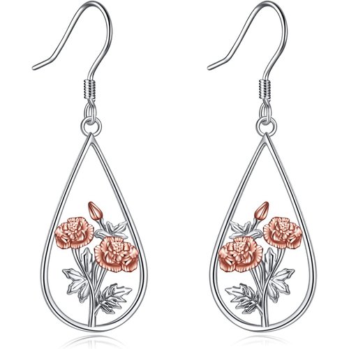 Sterling Silver Two-tone Marigold Drop Earrings